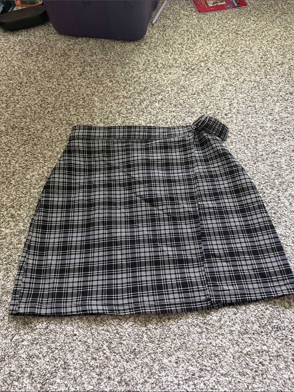 Hollister Black & White Plaid Mini Skirt